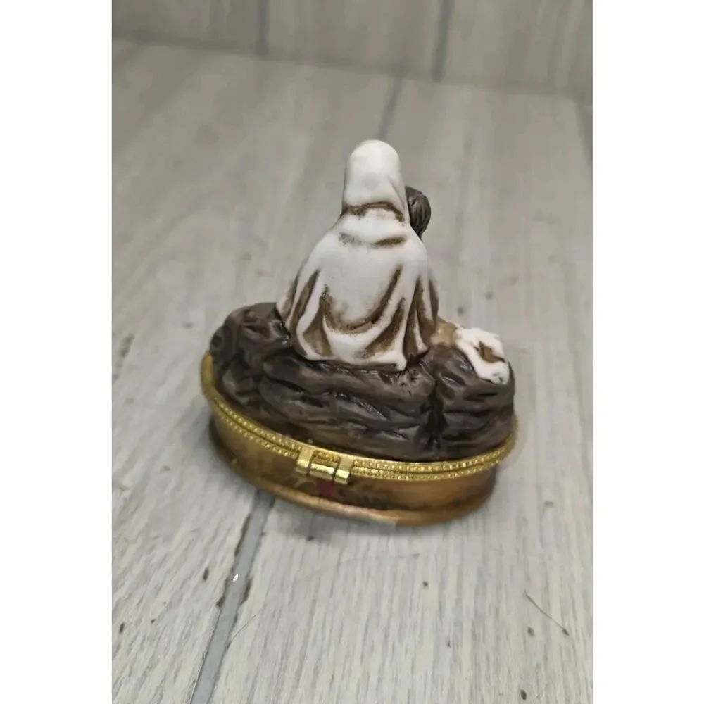 Vtg Mary Holding Baby Jesus Trinket Box Porcelain Trinity Broadcasting Network
